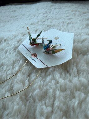 Japanese origami crane earrings.